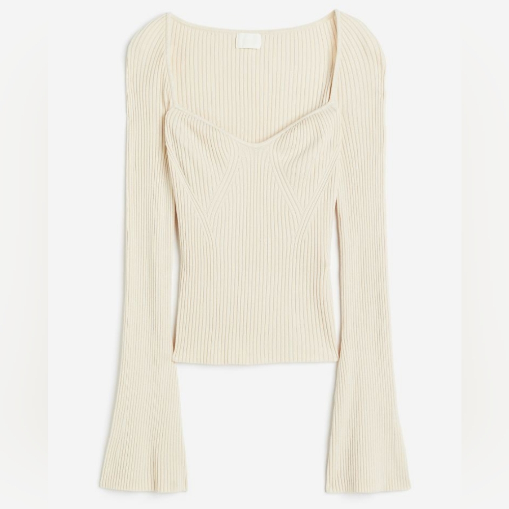 HM Sweetheart Ribbed Knit Top